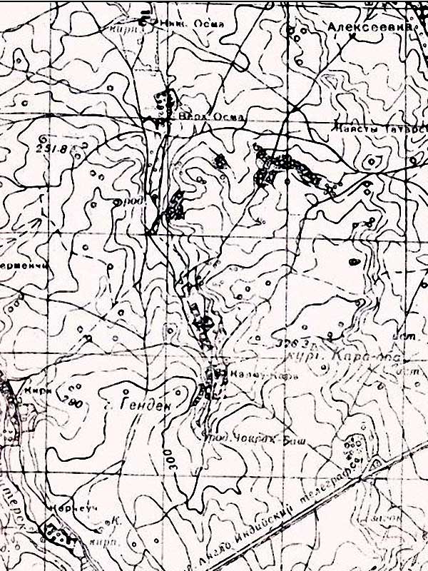 Источник Чокрак-Баш на военной топографической карте РККА 1941 года