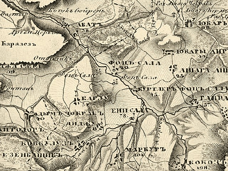 Старинная карта окрестностей села Карло