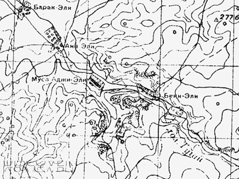 Карта окрестностей села Урожайное (1941 год). Обозначены Ливенские «дубки».