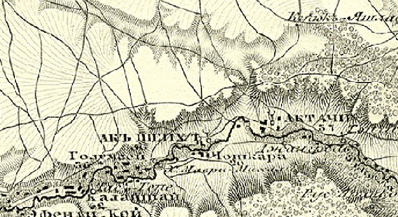 Имение Ревелиоти и село Актачи на старинной карте 1842 года